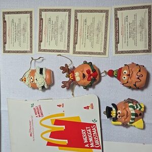 McDonald's 1996 Vintage Chicken McNuggets Christmas Ornaments, Set of 4